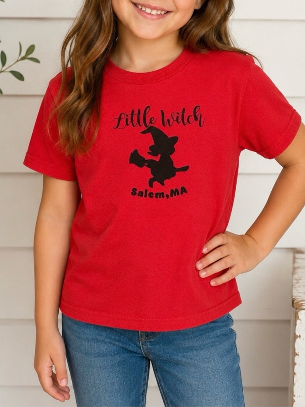 Salem MA Little Witch Halloween Graphic Tee Youth Size 7